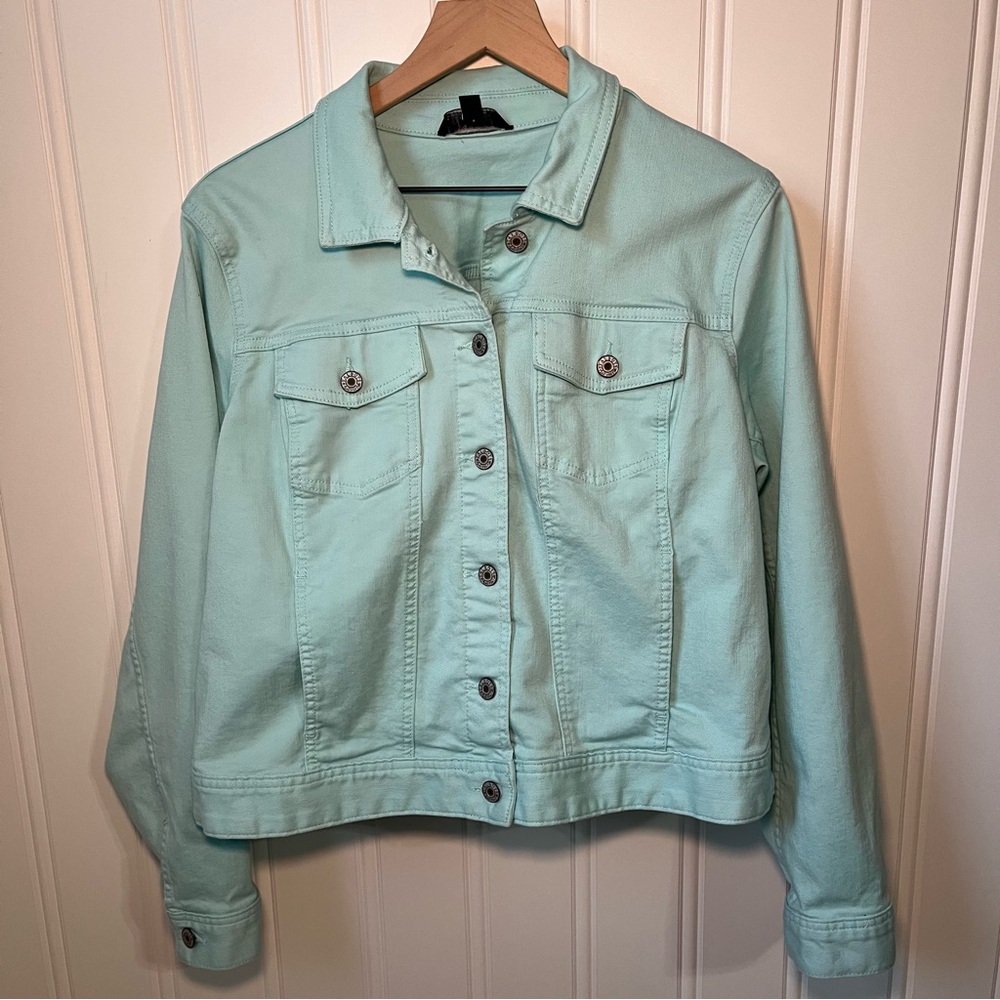 Talbots Classic Jean Jacket Sea Salt Blue Spring Summer Women’s XL